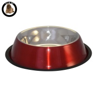 Ellie-Bo Large Stainless Steel Anti-Skid Bowl in Red